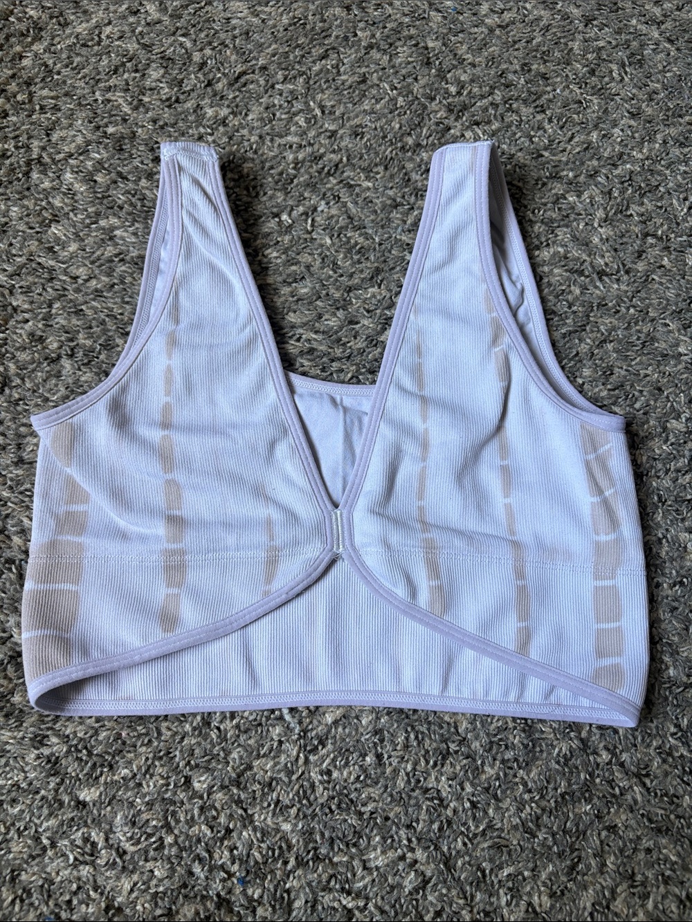 Gilly Hicks White and Beige Seamless V-Neck Crop Top